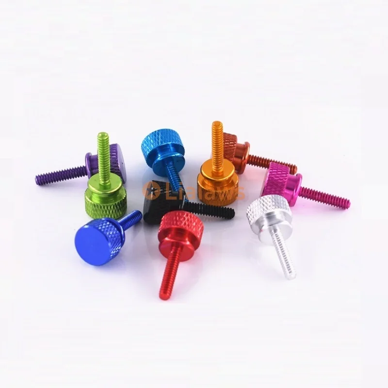 5pcs UNC 6#-32 Aluminum Step Thumb Screw Computer Case Screw Knurled Hand Screws Anodized 10 Colors For Hard Disk Radiator