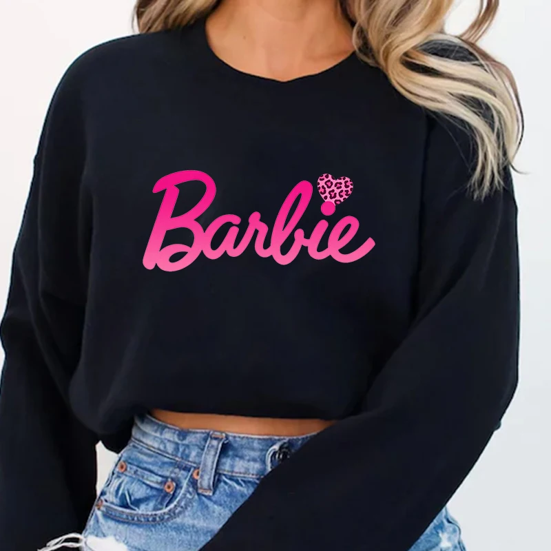 

Women Hoodless Sweatshirt Funny Y2K Casual Pullover Barbi Princess Print Cartoon Clothes Fashion Hoodies Long Sleeves Clothing