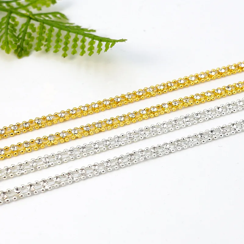 Strass-Kette, 10 Yards, Diamantbesatz, Fransen, Kristall, Tasche, Hut, Zubehör, DIY, Handwerk, Dekoration, Geschenk, Strassband, Metallkette – Detail 5