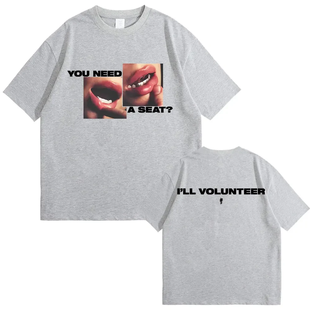 2026 summer White Double Mouth Framed Print Tee Front Dual Lip Shots Rear Single Line Capital Slogan Drop Shoulder Street Top