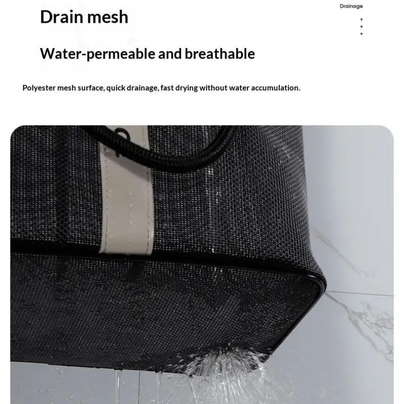 Collapsible Mesh Drain Basket 2in1 Large Portable Organizer With Carry Handle For Swimming Pool Toiletry Storage