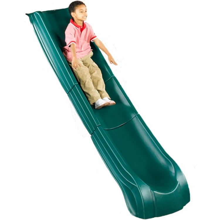 Super Summit Slide 3 Piece Plastic Scoop Slide for 5' Swing Set Deck Heights, Green