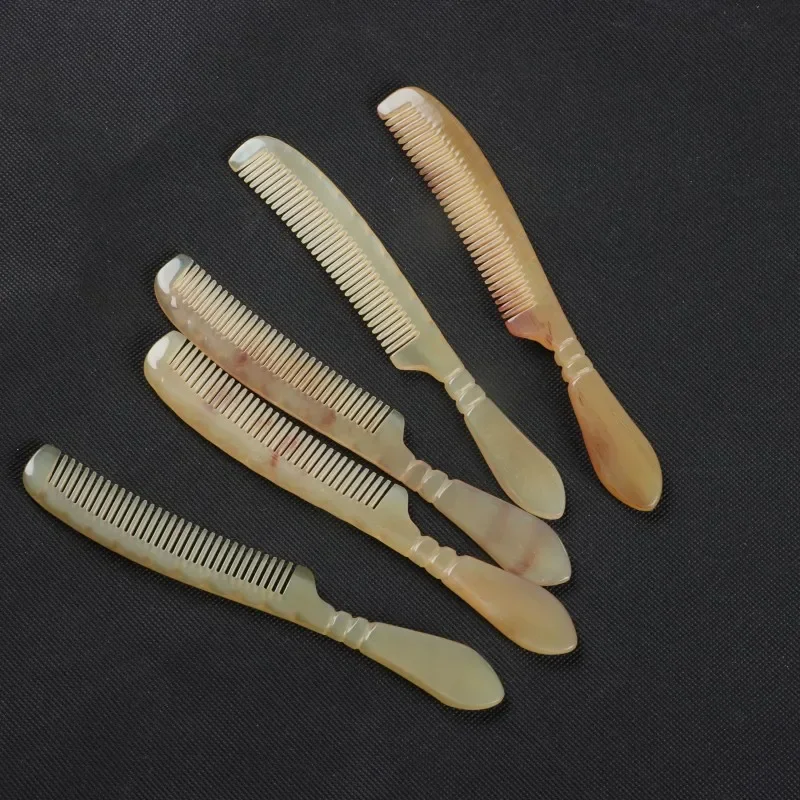 Anti-Static Sheep Horn Combs Fine Dense Teeth Hair Brush Men Moustache Handmade Hair Comb Portable Massage Women Scalp Massager