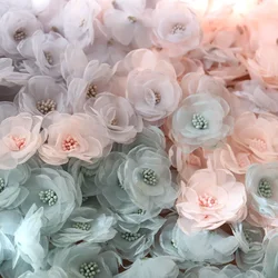 10pcs/lot multi color Chiffon flowers patches for clothing 3D floral fairy floral parche appliques parches bordados para ropa