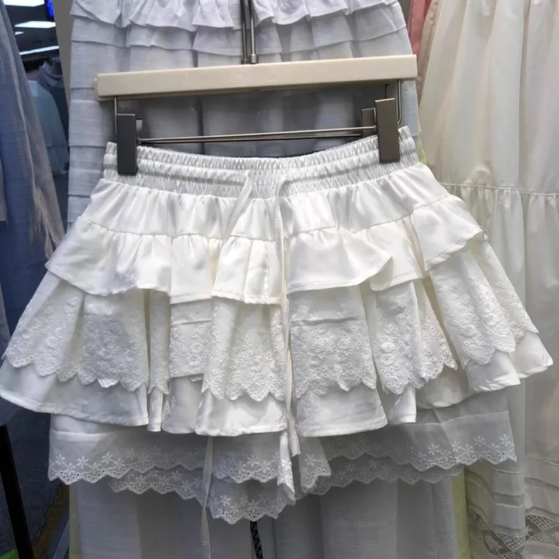 日本のかわいいレースチェック柄ミニスカート女性 Y2K 甘いヴィンテージフリル A ラインスカートかわいいゴシックロリータ原宿ファッション服