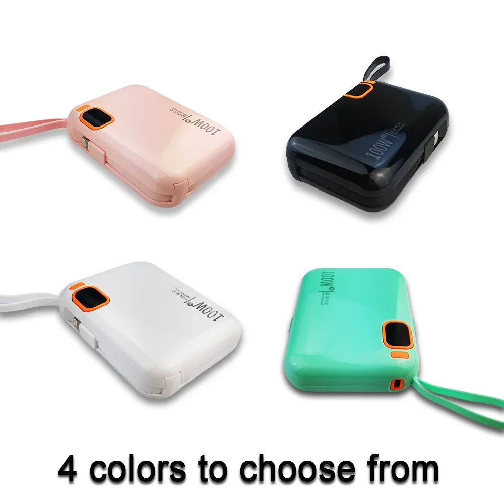 Alimentatore mobile da 100 W con linea Fual integrata a ricarica rapida Mini Pocket portatile a 4 colori da 50000 mAh