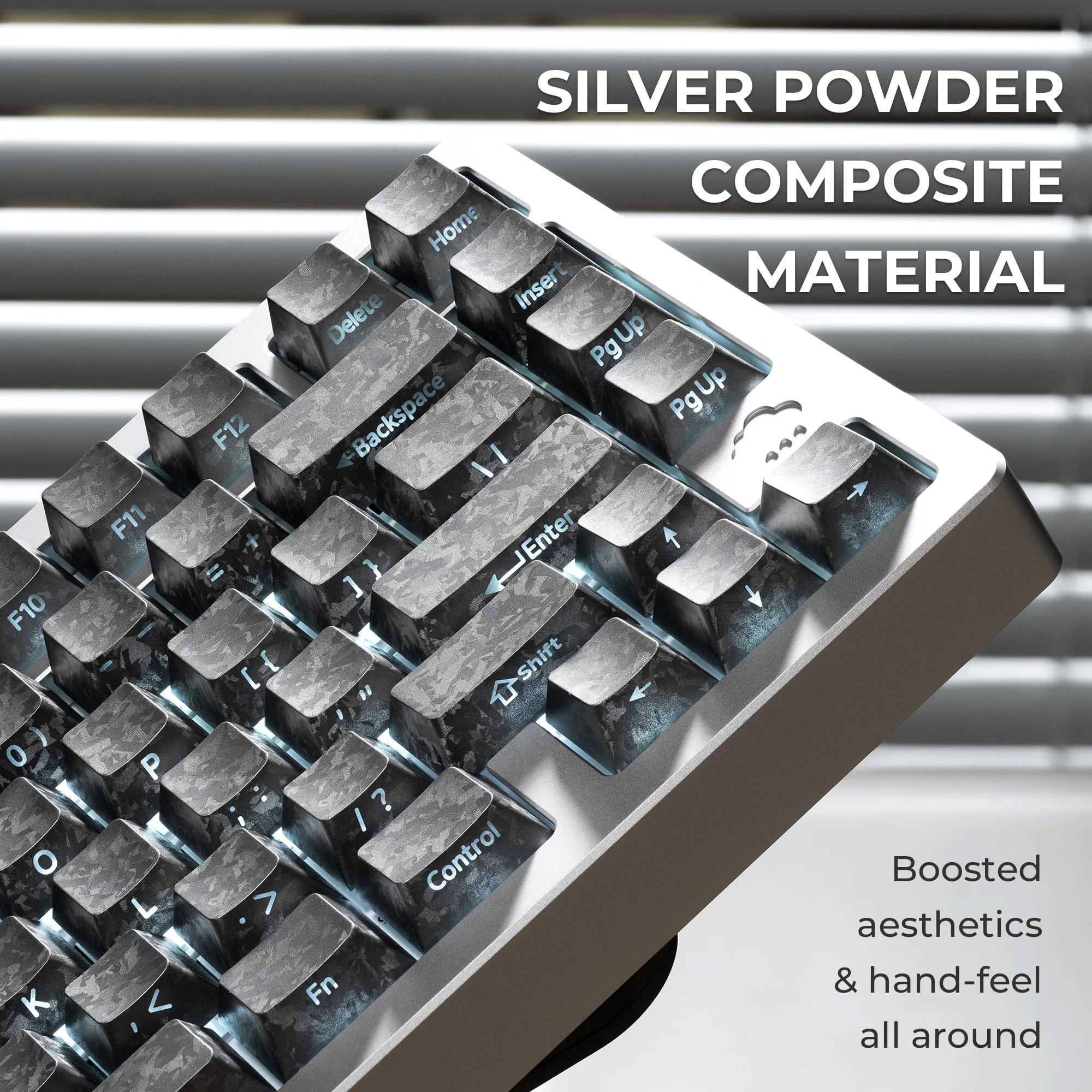 Gold/Silver Carbon Keycaps Carbon Fiber Texture Cherry Profile Side-Print Shine-Through PC Keycaps for 60 68 75 87 100 Keyboards