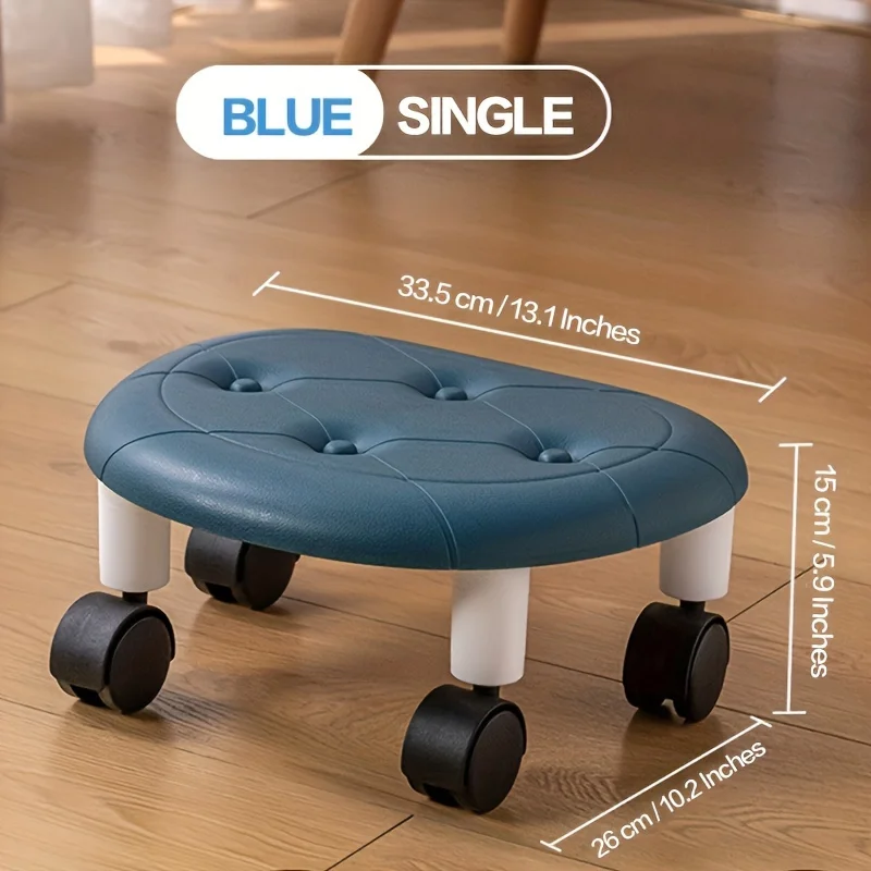 1 tabouret roulant COFIT avec roulettes - Repose-pieds élégant et durable en plastique blanc, bleu foncé ou noir - Idéal pour l'entrée, la salle de bain