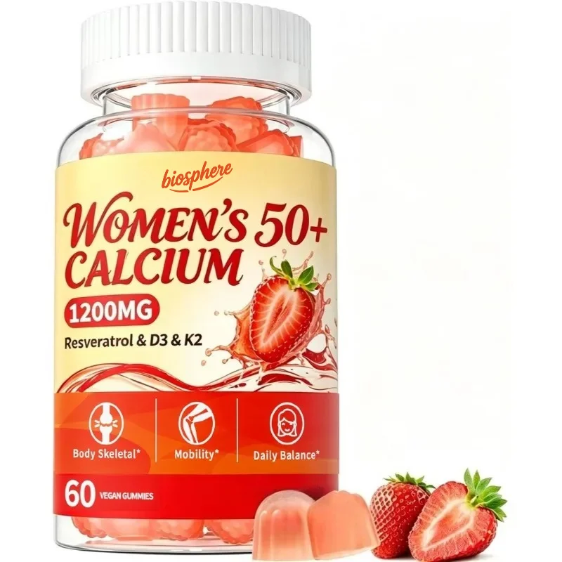 

50+Women's Calcium Citrate Soft Candy Energy Immune Comprehensive Health Support Vegetarian Sugar Free (60 gummies)
