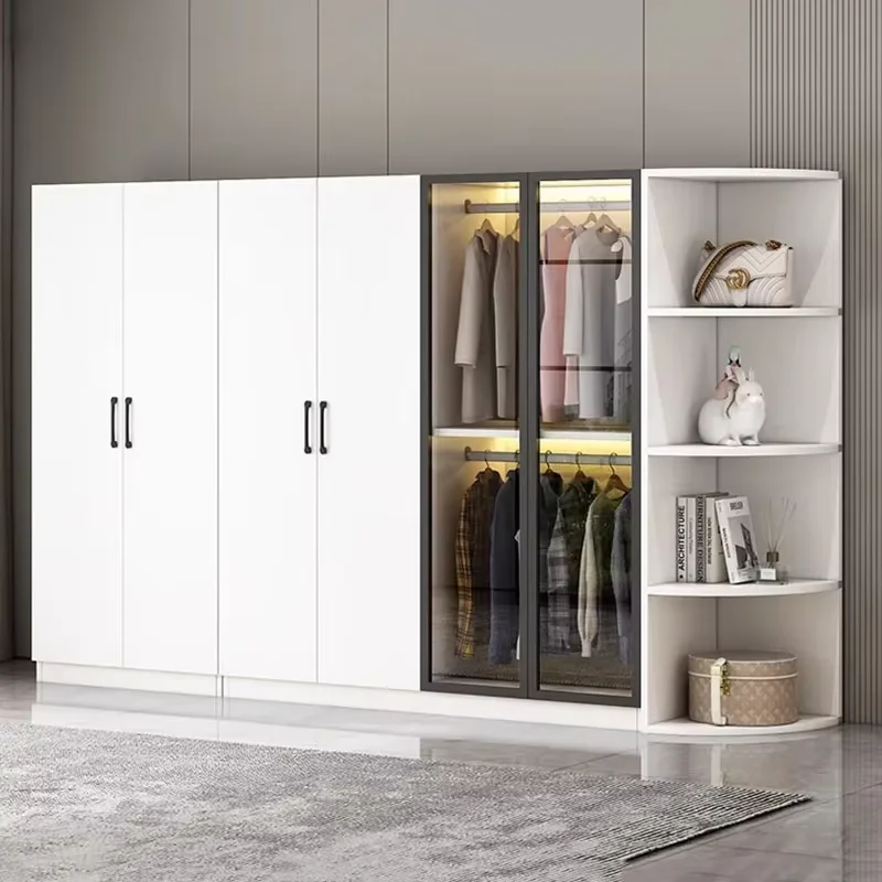 Solid Wood Wardrobe Modern Luxurious White Bedroom Organizer Wardrobe Clothes Storage Ropero Armable De Ropa Room Furniture