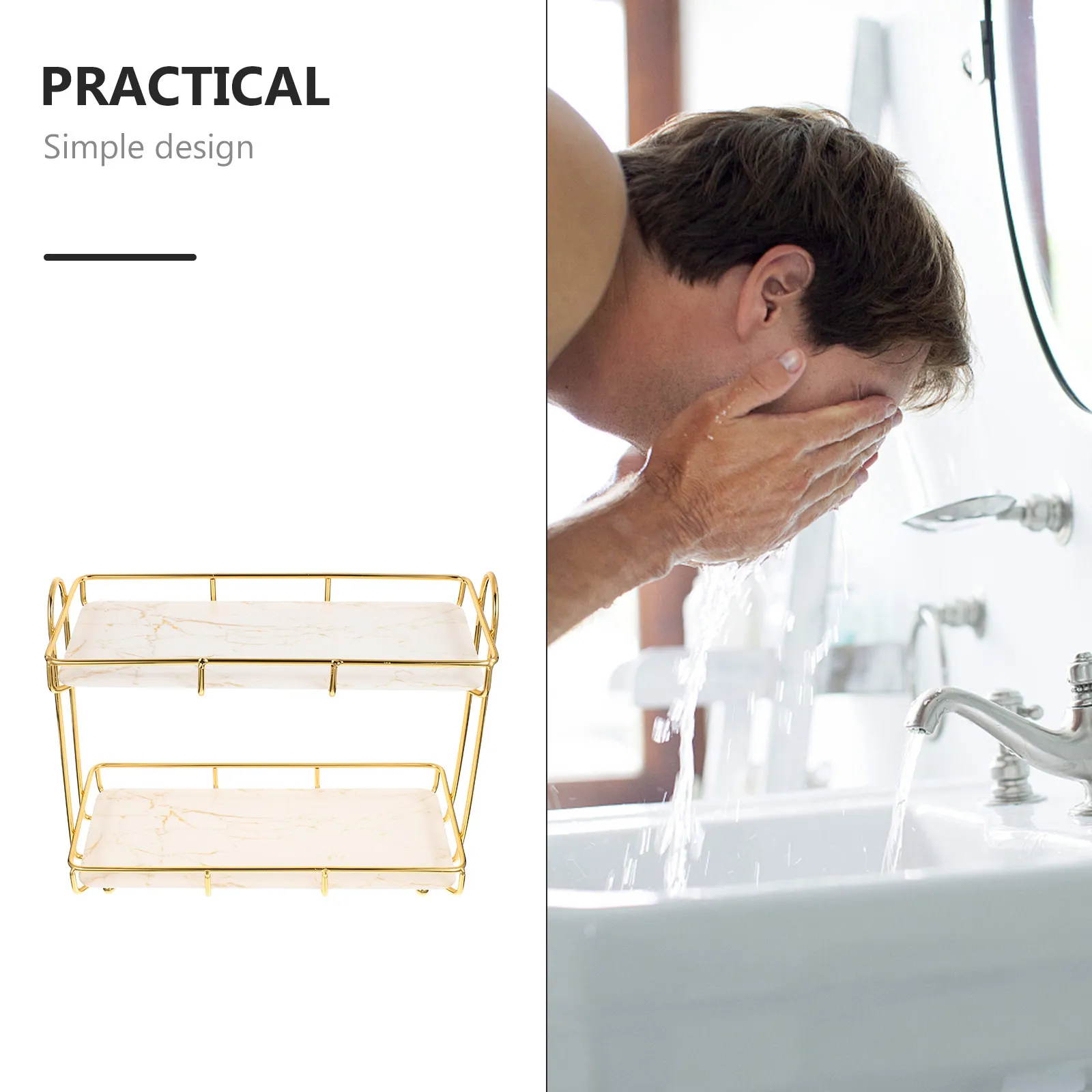 Premium 2 Layer Toiletry Storage Rack Countertop Bathroom Organizer for Shampoo Conditioner Facial Cleanser Body Wash Cosmetics