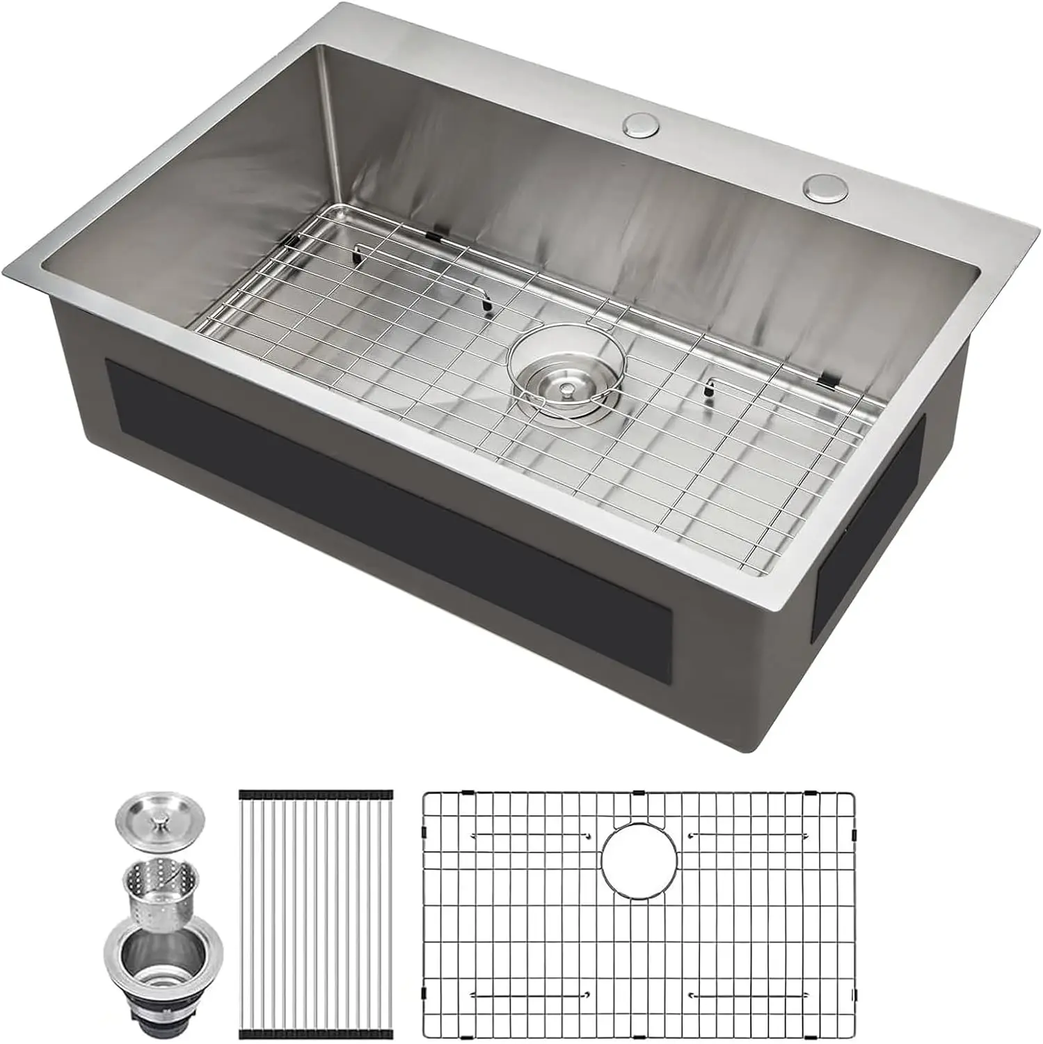 33 Inch Drop In Kitchen Sink 33x22 Stainless Steel Topmount Sinks 16 Gauge T304 Single Bowl Kitchen Sink With 3mm Thickened