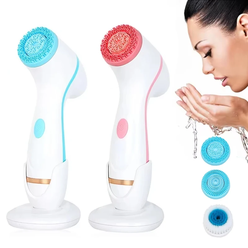 NEW Ultrasonic Cleaner Cleansing Brush 3 In 1 Face Tool Massagers USB Sonic Rotating Cleansing Brush Galvanic Remove Blackheads