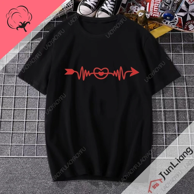 Girlfriend Gift Women Top Y2k 100% Cotton Drawn Arrows With Hearts Harajuku Fashion T- Shirts & Blouses T-shirt Goth Clothing