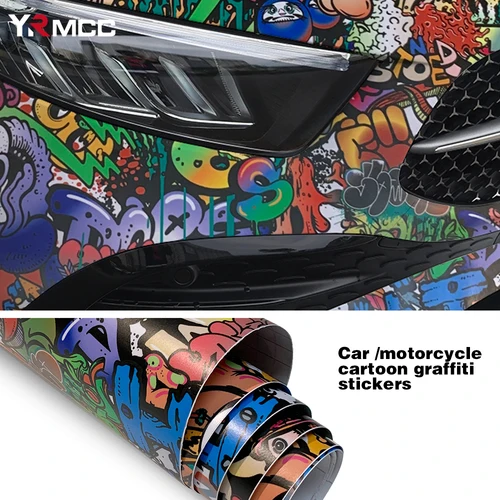 Película de pintura de Graffiti para coche, películas de cambio de Color de dibujos animados, patinetas, decoración de camuflaje, pegatina de PVC para bicicletas, lámina impermeable