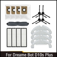 17PCS For Dreame D10S Plus / RLS6AD Robot Vacuum Cleaner Main Side Brushes Filter Mop Dust Bags Replaceable Accessories