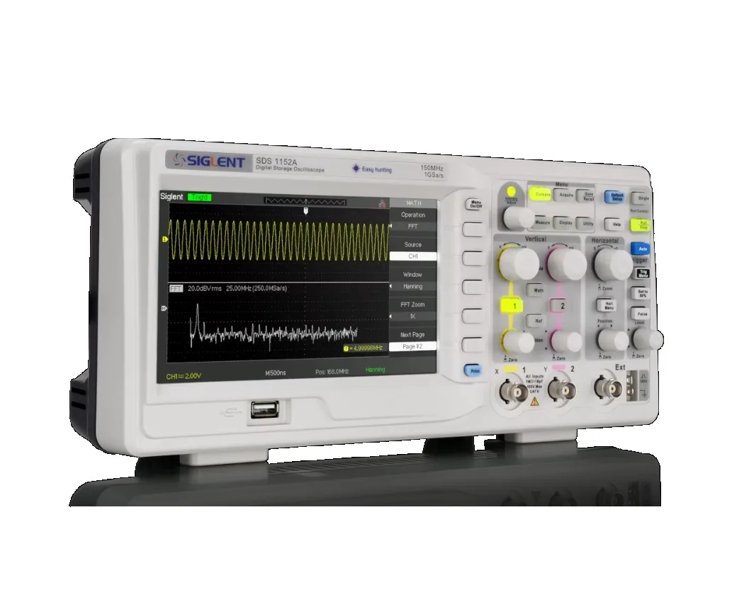 SIGLENT 2CH Oscilloscope 100M Bandwidth 2 Mpts Memory 32 Auto Measurements Complex Signals Multi Language Support OEM 7-inch