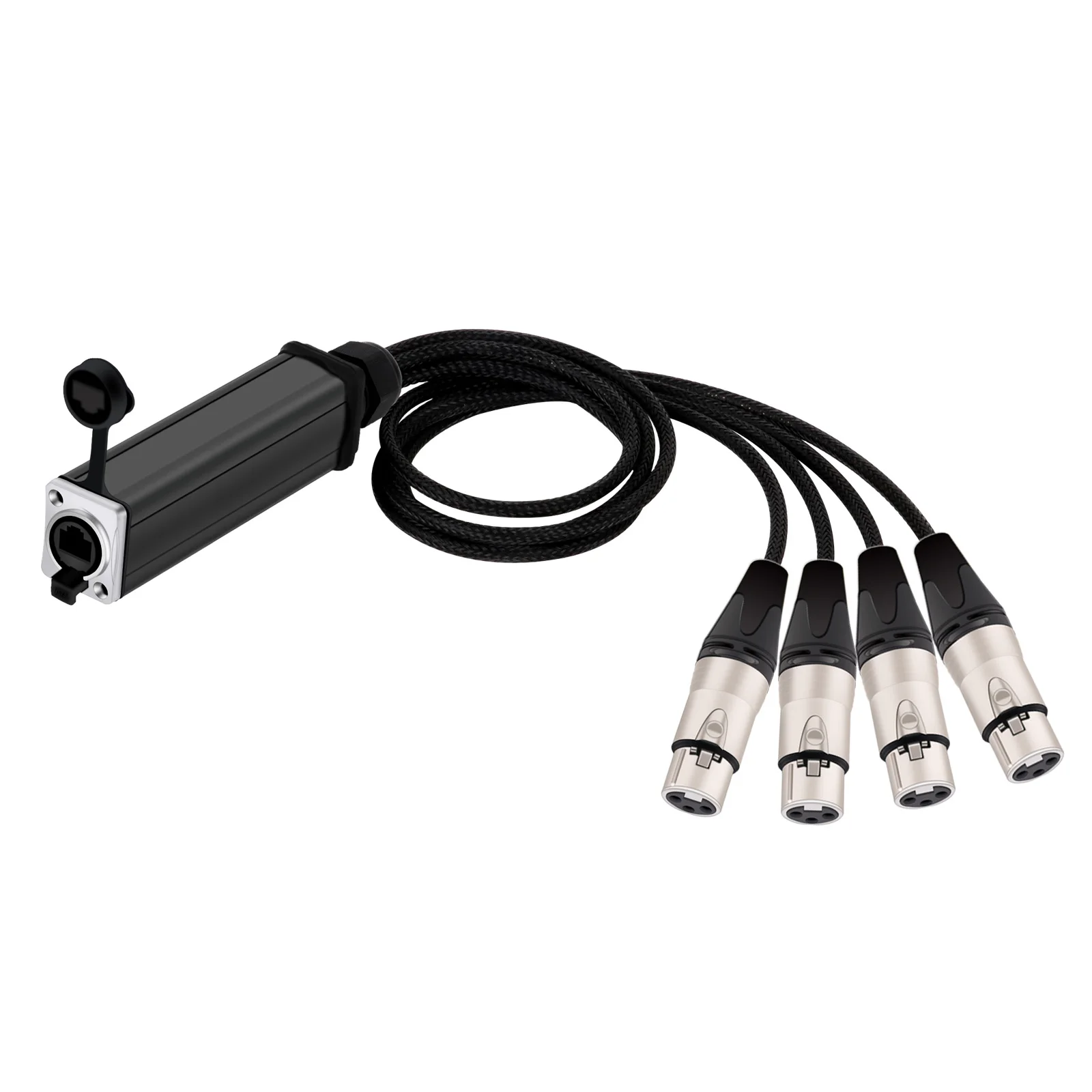 4 Channel 3Pins Multi Network Breakout XLR Audio Cable to RJ45 Female Shielded Signal Extender for Stage Sound Recording Studio