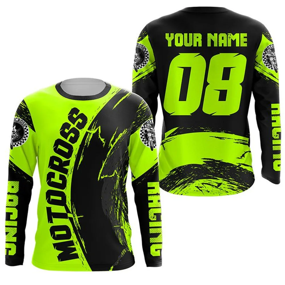 Personalized Green Off-road Motorcycle Sports Shirt UPF30 Extreme MX Shirt Long Sleeved Casual Quick Drying Breathable Top