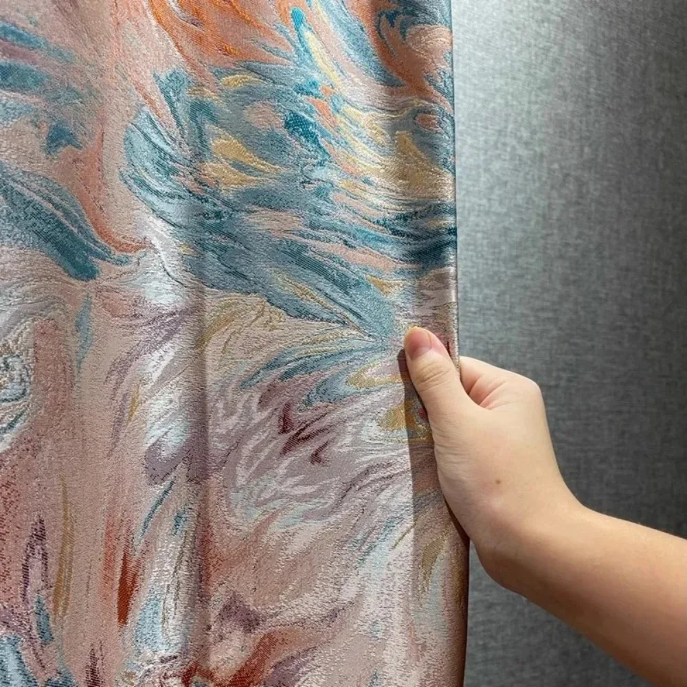 Abstract Art Jacquard Curtains Wave Diamond Geometric Pattern High-Density Weave Curtains for Bedroom Living Room Home Decor