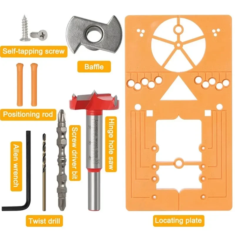 35mm Drill Bits Woodworking Door Hole Opener Cabinet Woodworking Hole Drilling Guide Locator Sets Formwork Saw Cutter
