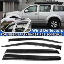 4PCS Car Window Wind Deflectors Tinted FOR NISSAN PATHFINDER R51 2005 2006 2007 2008 2009 2010-2013 Awnings Shelters