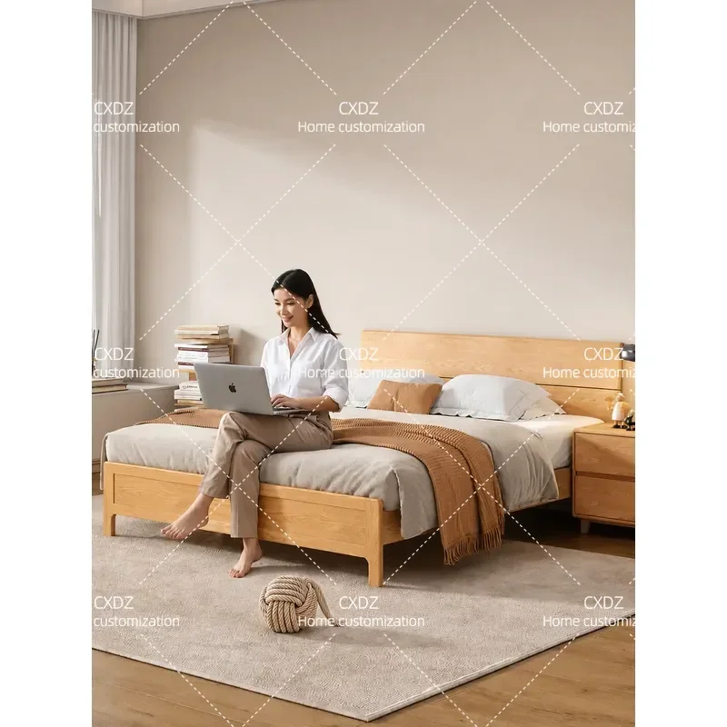 Zhiguang full solid wood bed master bedroom bed 1.8 meters double bed row skeleton simple small apartment bedroom furniture