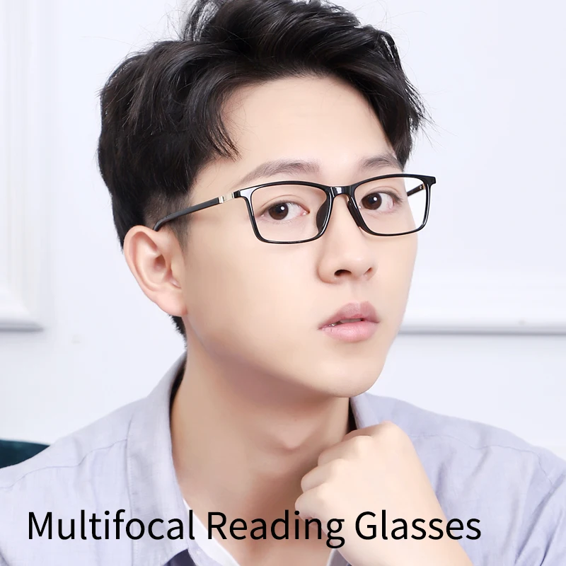 Progressive Multifocus Reading Glasses Anti Bluelight/Glare/Eyestrain Computer Readers,Hard & Multi-Coated Resin Lens for Men