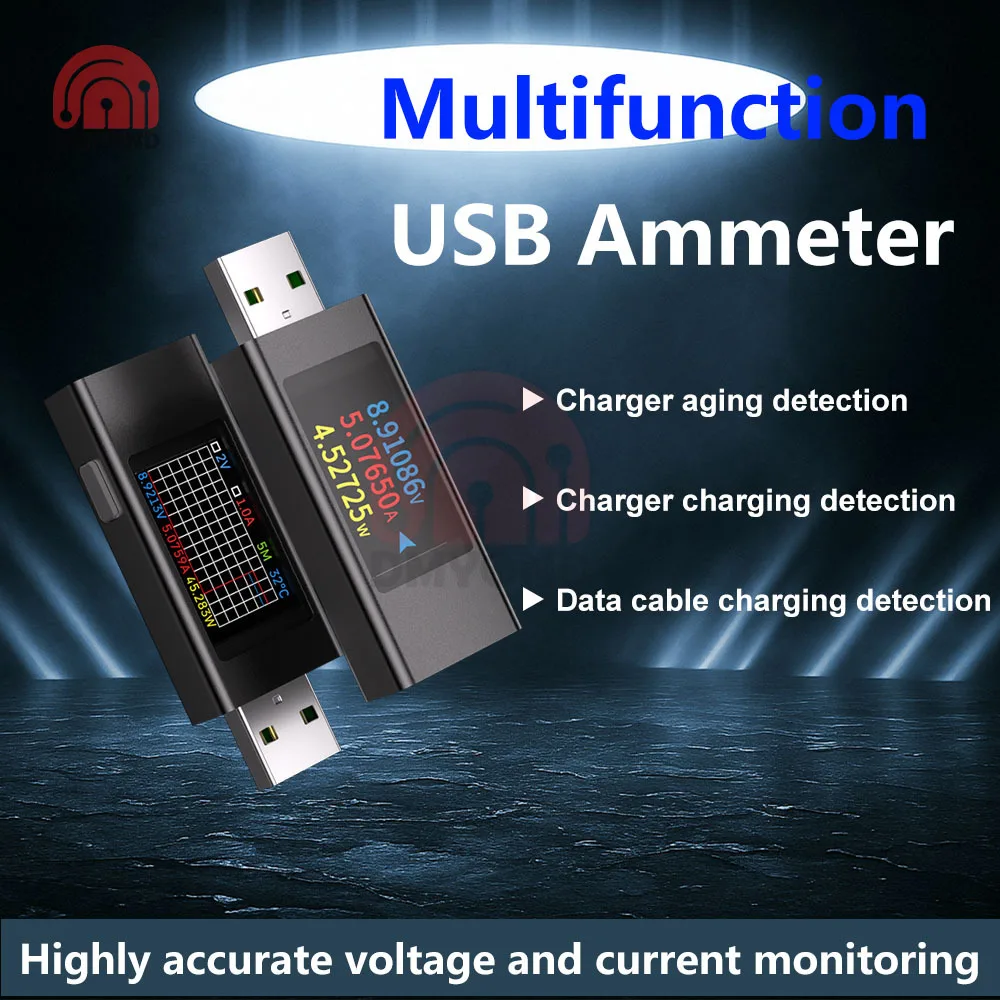 

USB-тестер, 360 Вт, вольтметр, амперметр, 1,06 дюйма, IPS, 4 В-30 В, 12 А, пиковая QC/PD, обнаружение кривой энергии для зарядного устройства ноутбука, инструмент для тестирования кабеля передачи данных