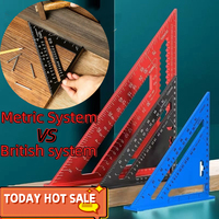 New 7Inch Triangle Ruler Measurement Tool Aluminium Alloy Carpenter Tools Inch Metric Angle Ruler Speed Square Woodworking Tools