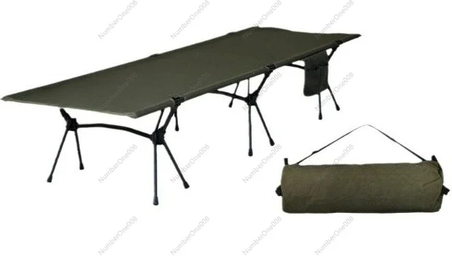 Tactical Camping Cot Folding Lightweight Portable Outdoor Bed with Side Packs Office Rest Bed