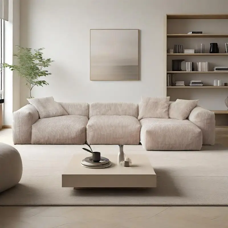 L Shaped Corner Modern Extra Large Modular Sectional Cloud Corduroy Sofas Couch Fabric Sofa Set in Box