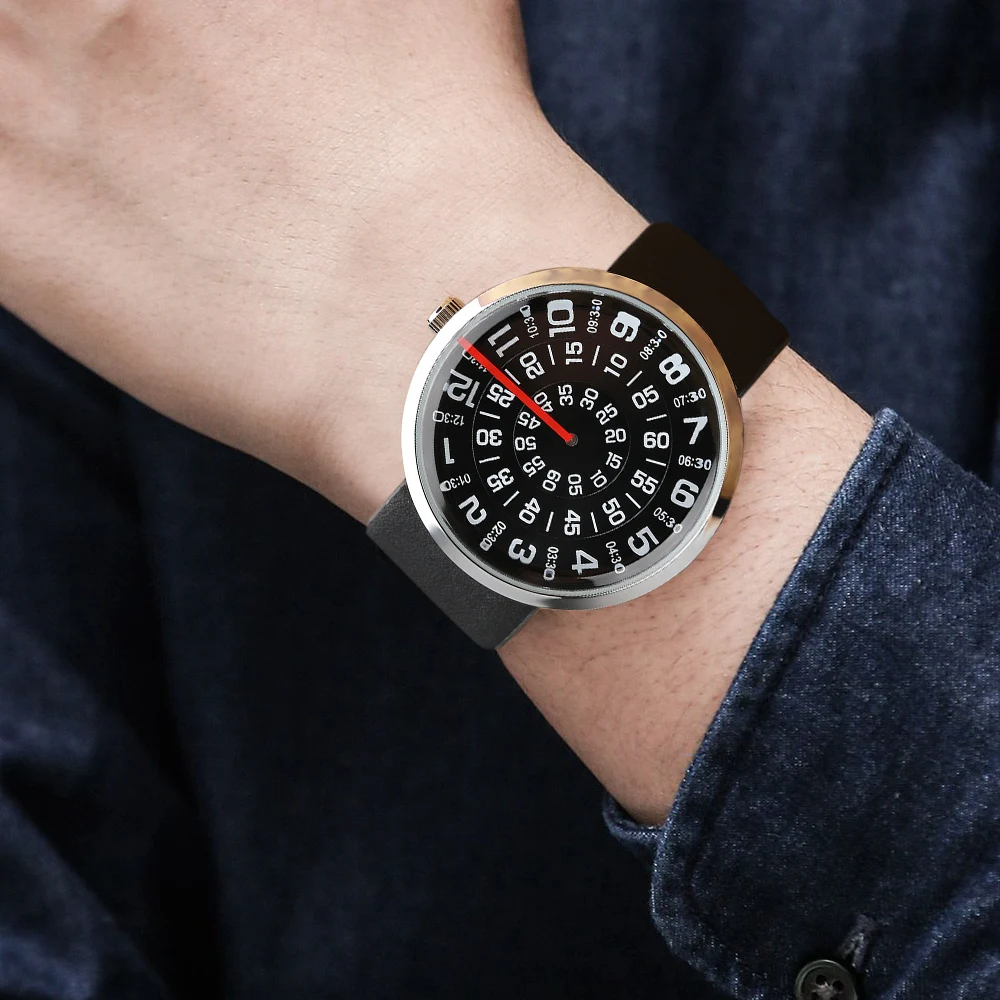 Fashion Special Turntable Dial Design Silver Mesh Stainless Steel Band Strap Modern Men Women Student Quartz Wrist Watch