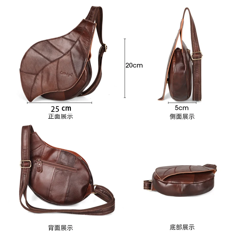 Cobbler Legend Genuine Leather Leaf Chest Bag for Women Shoulder Messenger Bag Vintage Bags High Quality Ladies Handbags