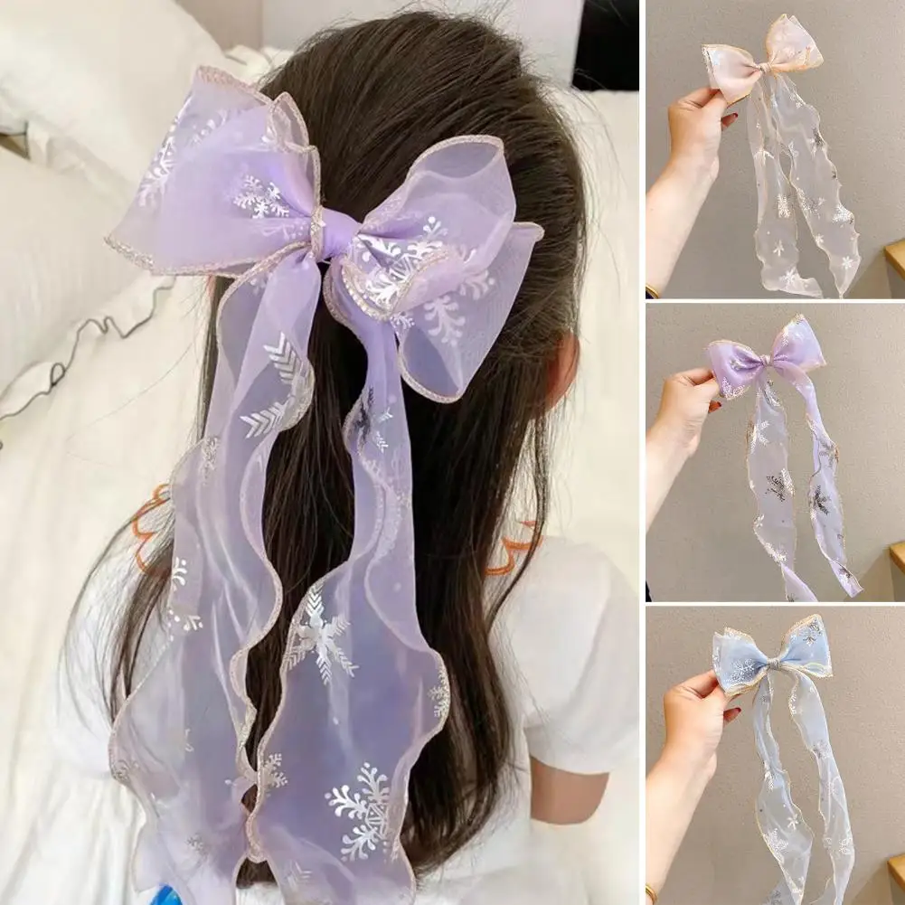 New Large Bow Hairpin Chiffon Big Bowknot Stain Bow Barrettes Solid coda di cavallo Clip accessori per capelli farfalla Hairpin Streamers