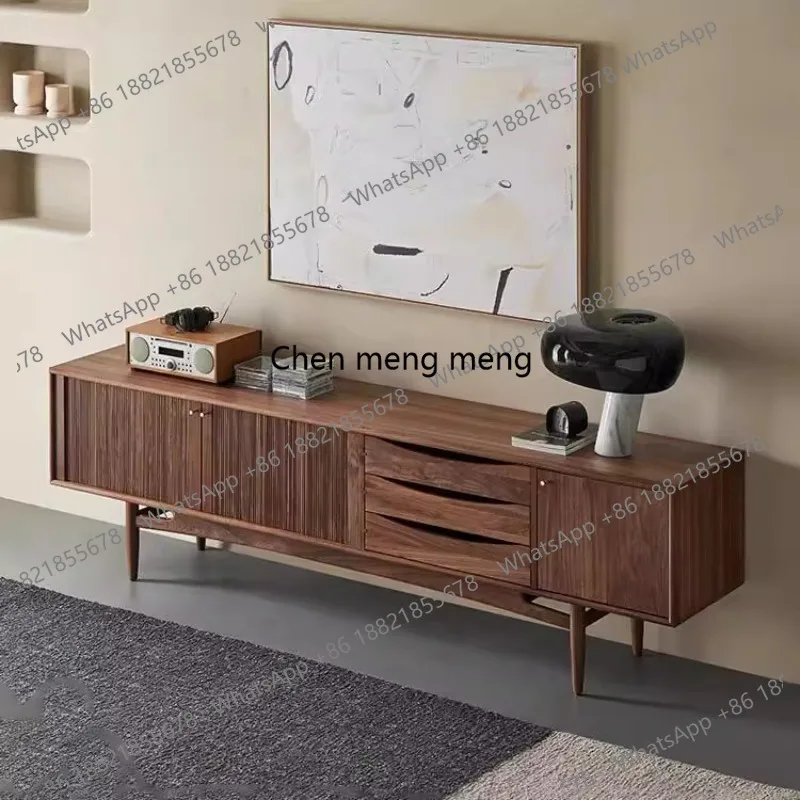 

​​North American Walnut Solid Wood TV Stand Italian Modern Wabi-Sabi Creativity Storage Cabinet Living Room Furniture