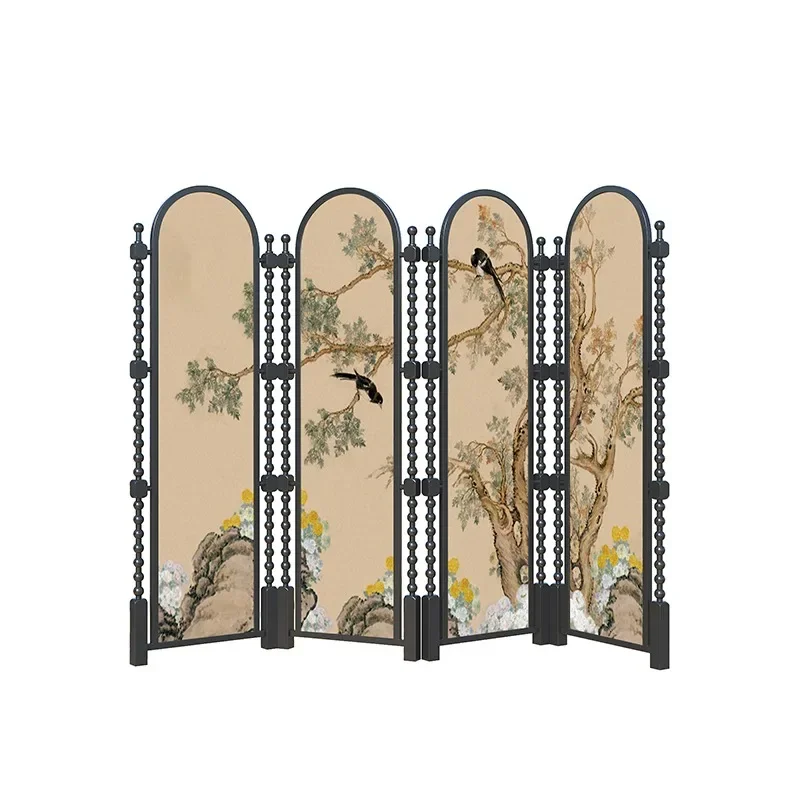 

French Chinese style folding screen partition, living room sofa background, bedroom shelter, new Chinese style