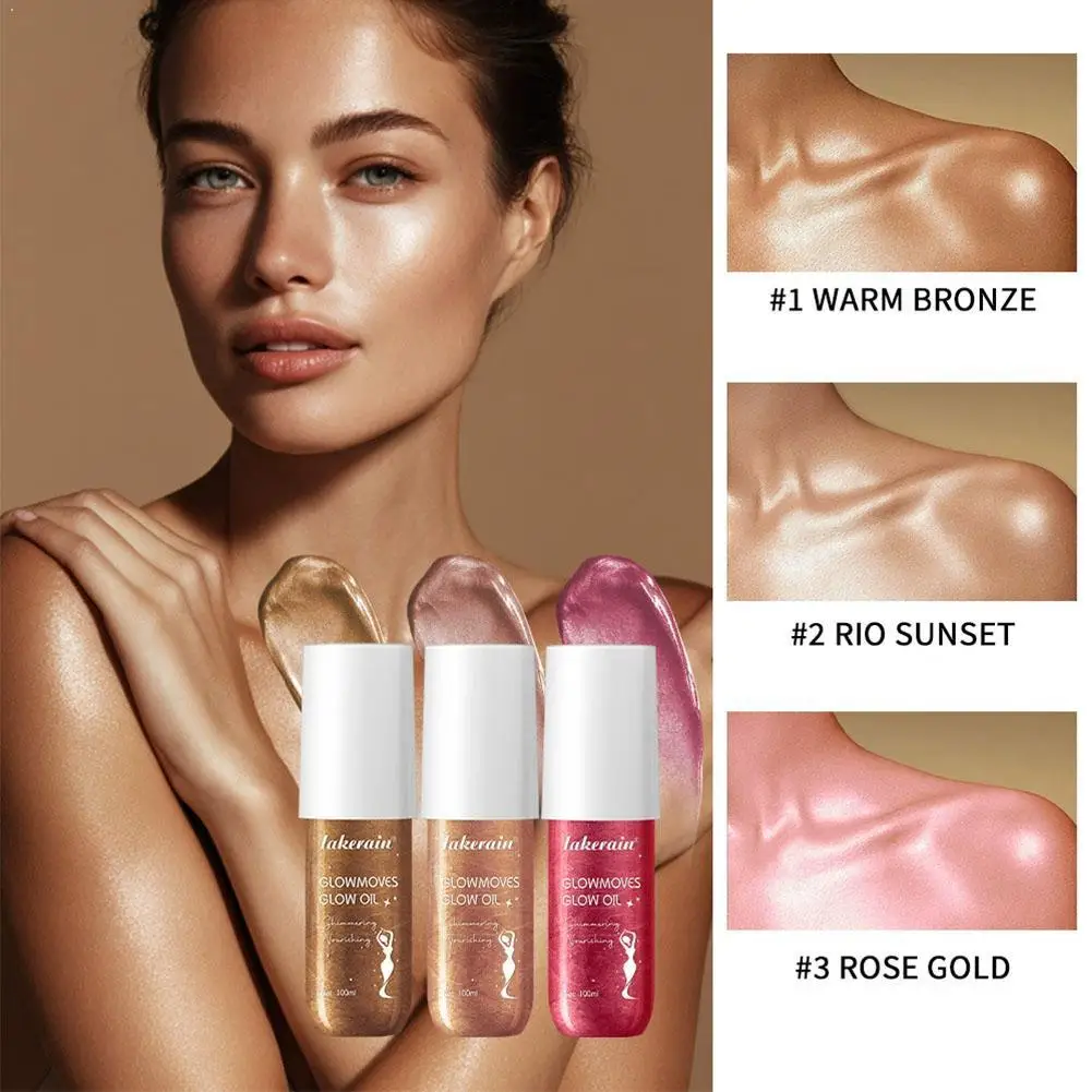 

Масло для тела Lakerain Glowmotions Glow 100 мл: Стойкое, увлажняющее, с бронзовым сиянием, нежирное, для летнего ухода за телом, масло-шиммер для макияжа
