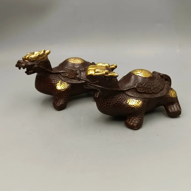 

Antique Bronze Collection Copper Gilt Dragon Turtle Bagua Money Dragon Turtle Retro Home Decor Ornament