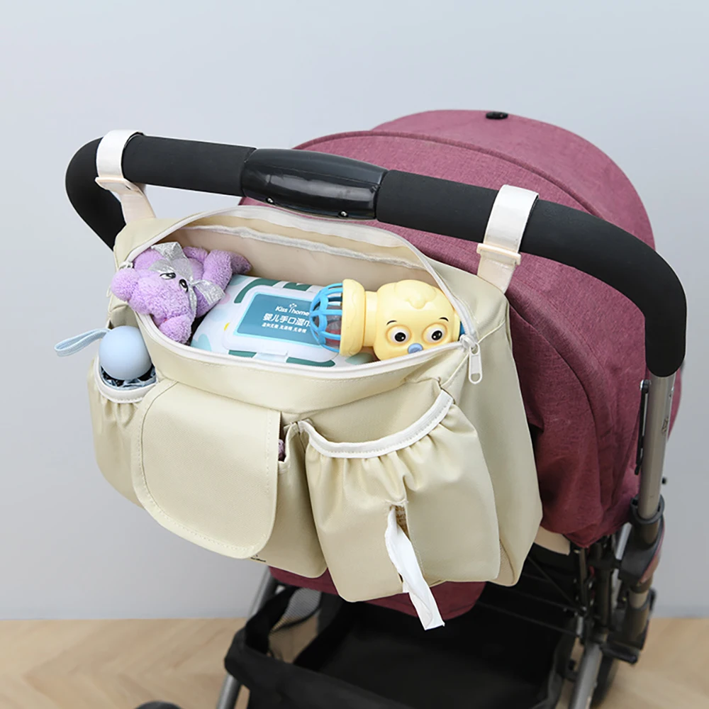 

Подвесная сумка для подгузников в коляске с бантом светлого цвета - Сумка-органайзер для малышей Sweet Decor Легкая сумка для хранения мамы в дороге