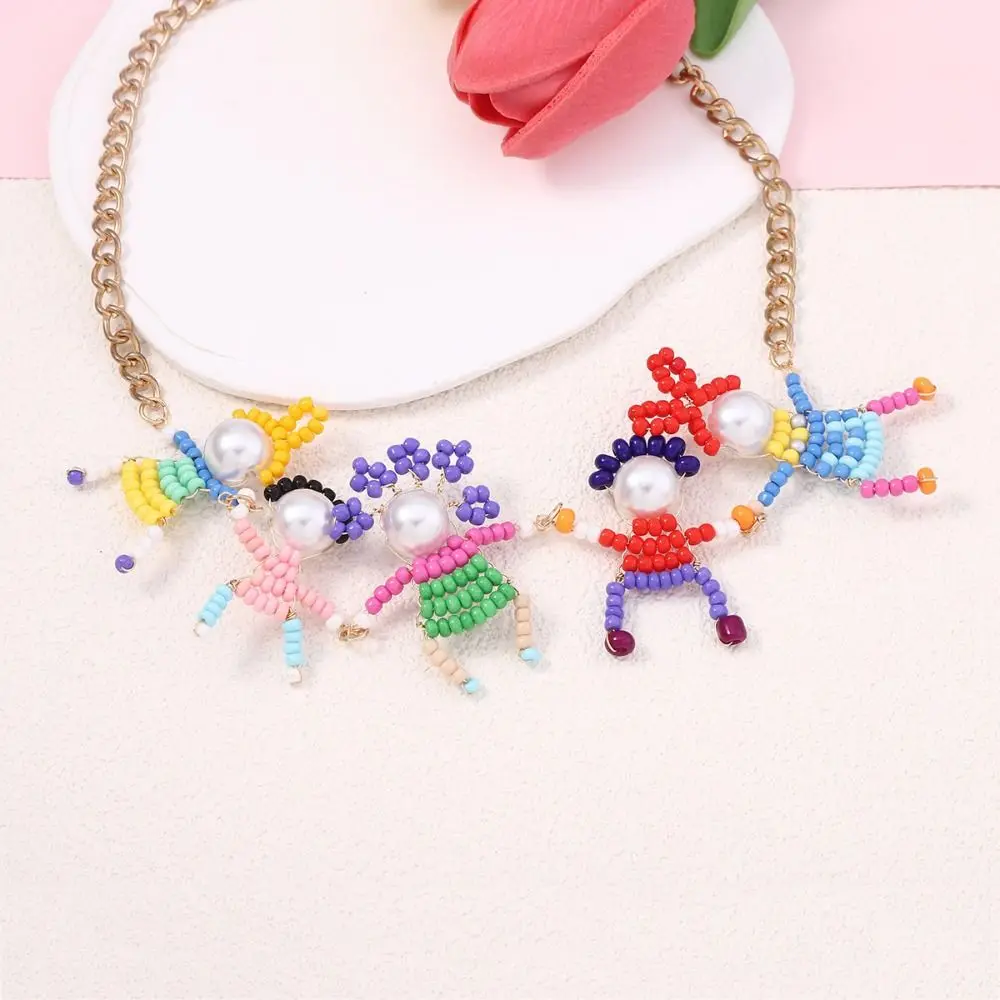 Jewelry Pearl Childishness Jewelry Set Trendy Beads Character Bracelet Collar Bone Chain Exquisite Cute Cartoon Necklace Girls