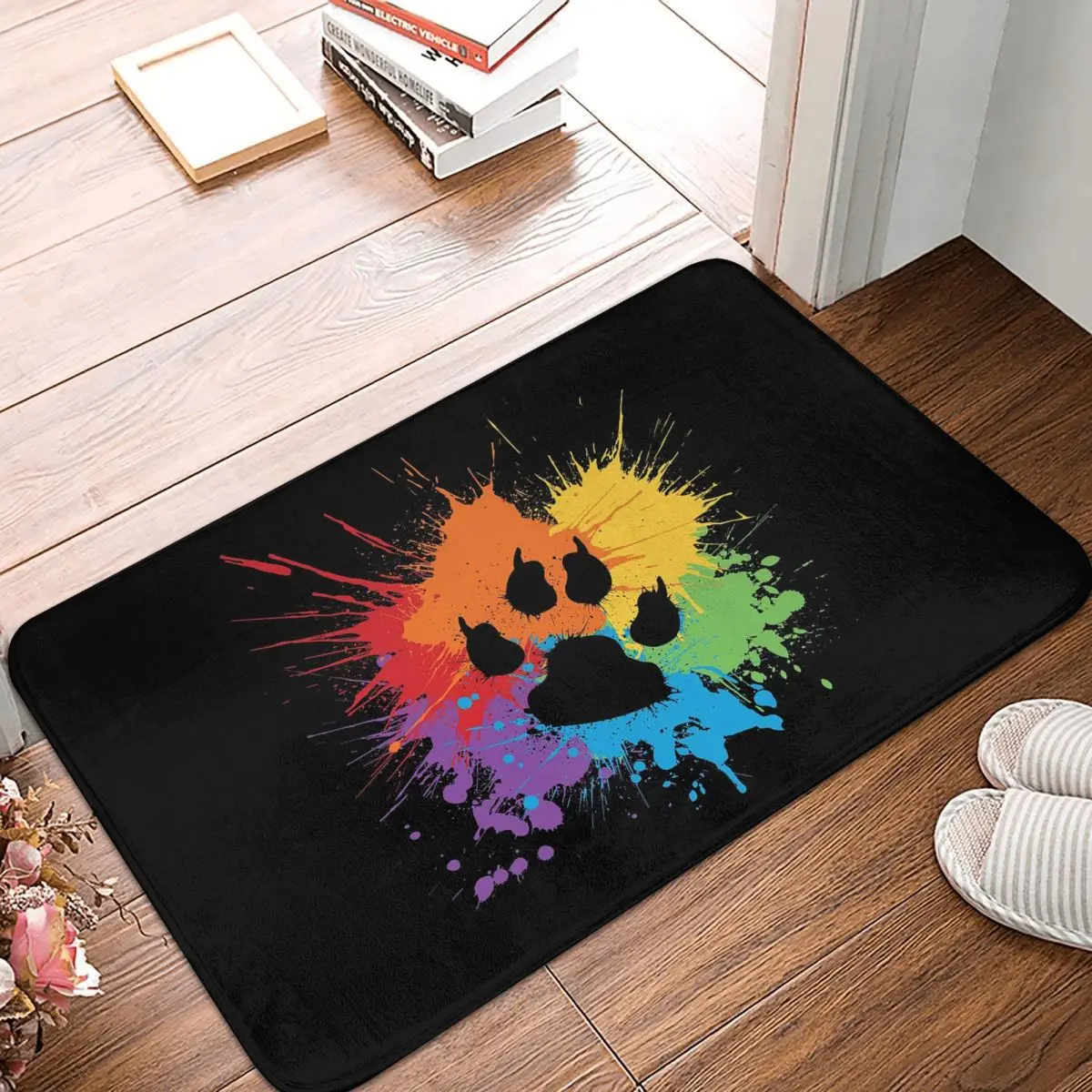 Faux Glitter Rainbow Pride Flag LGBT Gay Lesbian Doormat Kitchen Entrance Home Floor Mat Non-slip Carpet Rug for Bedroom Footpad