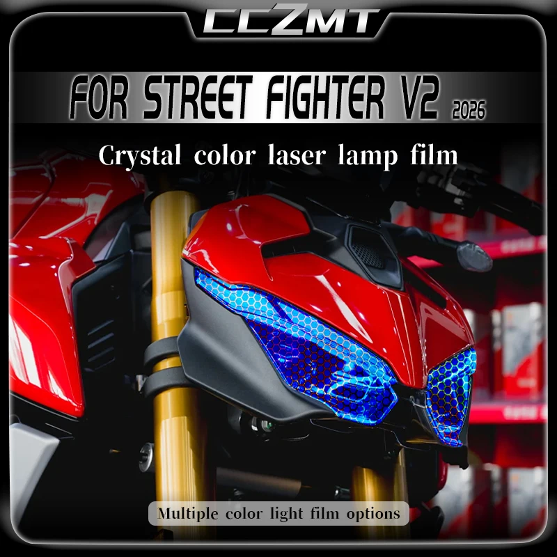 For DUCATI STREET FIGHTER V2 2026 headlight protective film honeycomb laser sticker smoked black tail light film modified