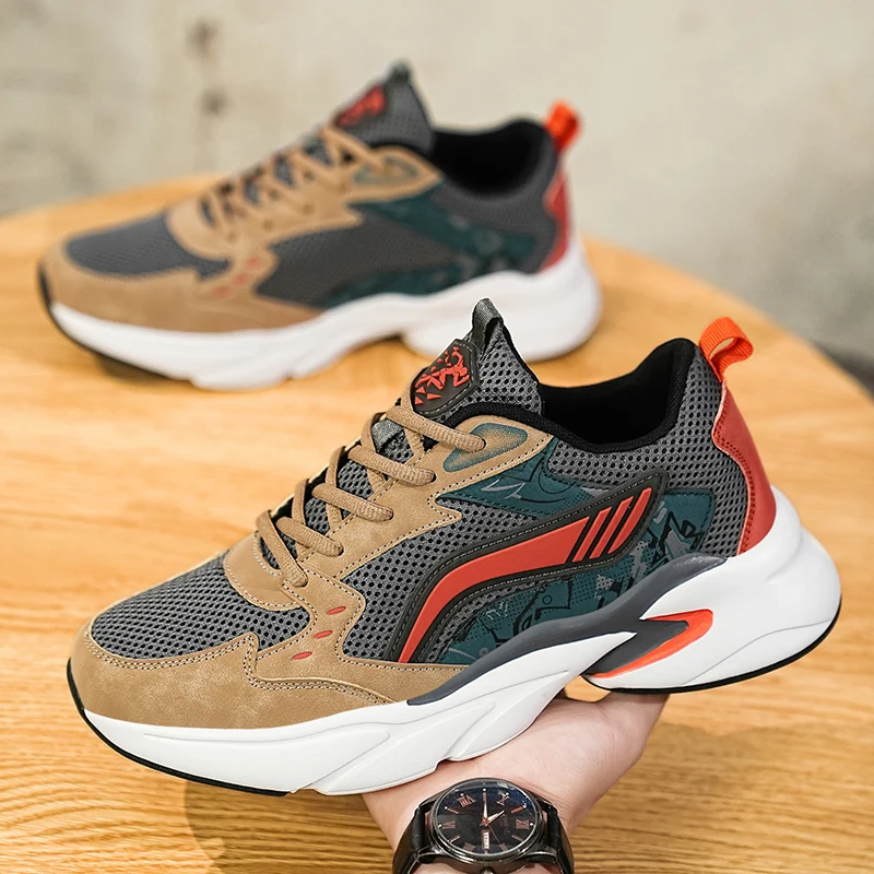 

Four Seasons Men's Shoes 2025 New Breathable Mesh Thick soled Sports Shoes for Youth Versatile Casual Running Shoes