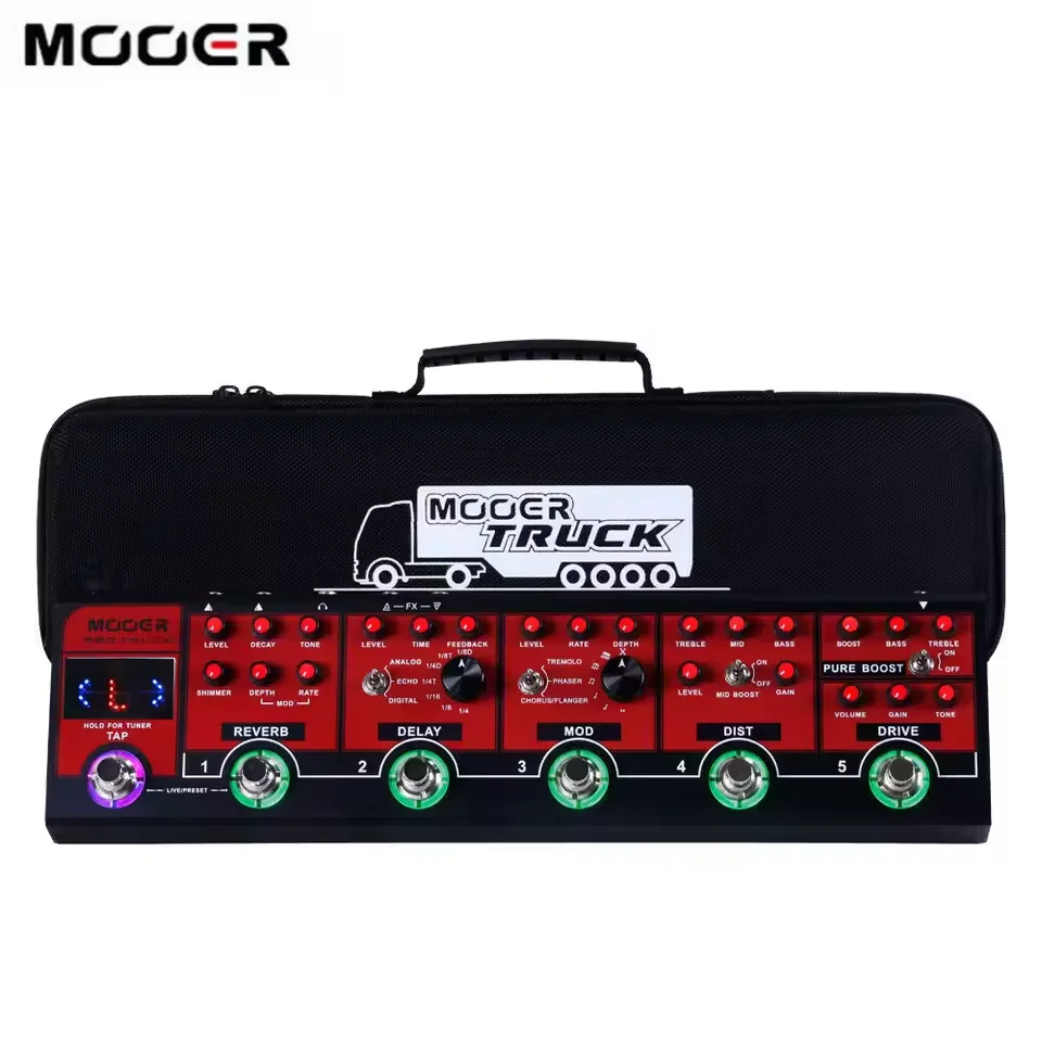 

Педаль эффектов для гитары Mooer Cpt1 Red Truck 6 в 1, комбинированная педаль эффектов Boost Overdrive, модуляция искажений, тюнер с задержкой реверберации