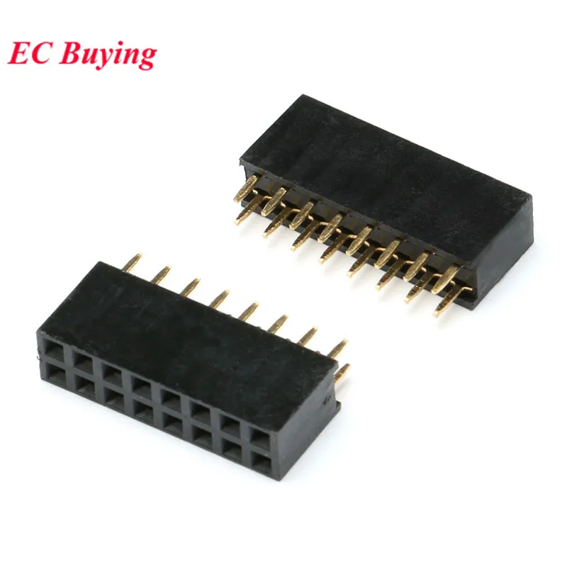 10pcs/lot Double Row Pin Female Header Socket Pitch 2.54mm 8 16 Pin Connector Straight Header Strip 2x8Pin PCB Socket Board