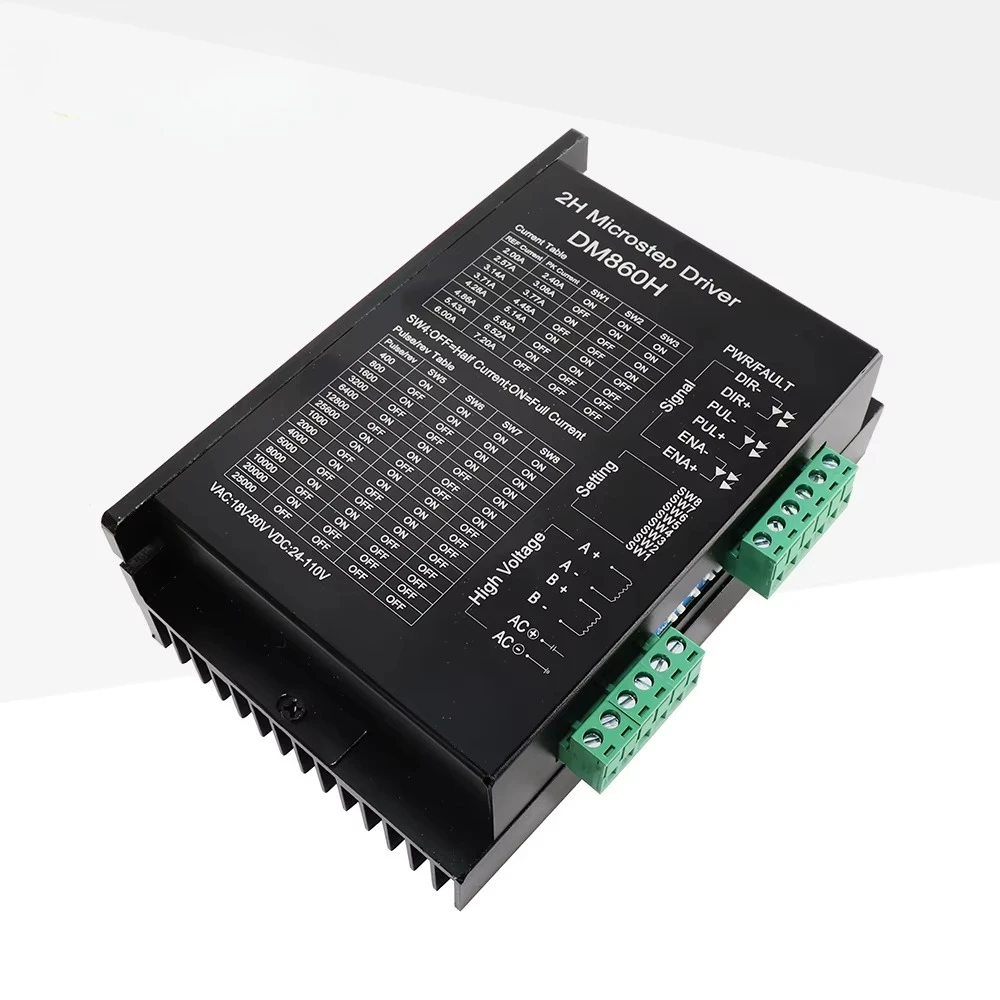 DM860H DM860 Stepper Motor Driver Controller 18-50V AC/24-80V DC Power Supply 2.4-7.2A Output Current Pulse+Direction Motors