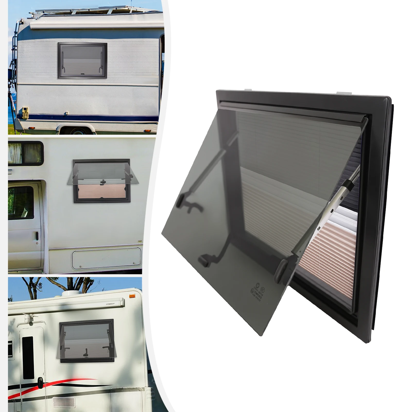 600*450mm RV Caravan Camper Van Push Out Window W/ Insect Proof Screen for Trailers Pickup Trucks Conversion Vans