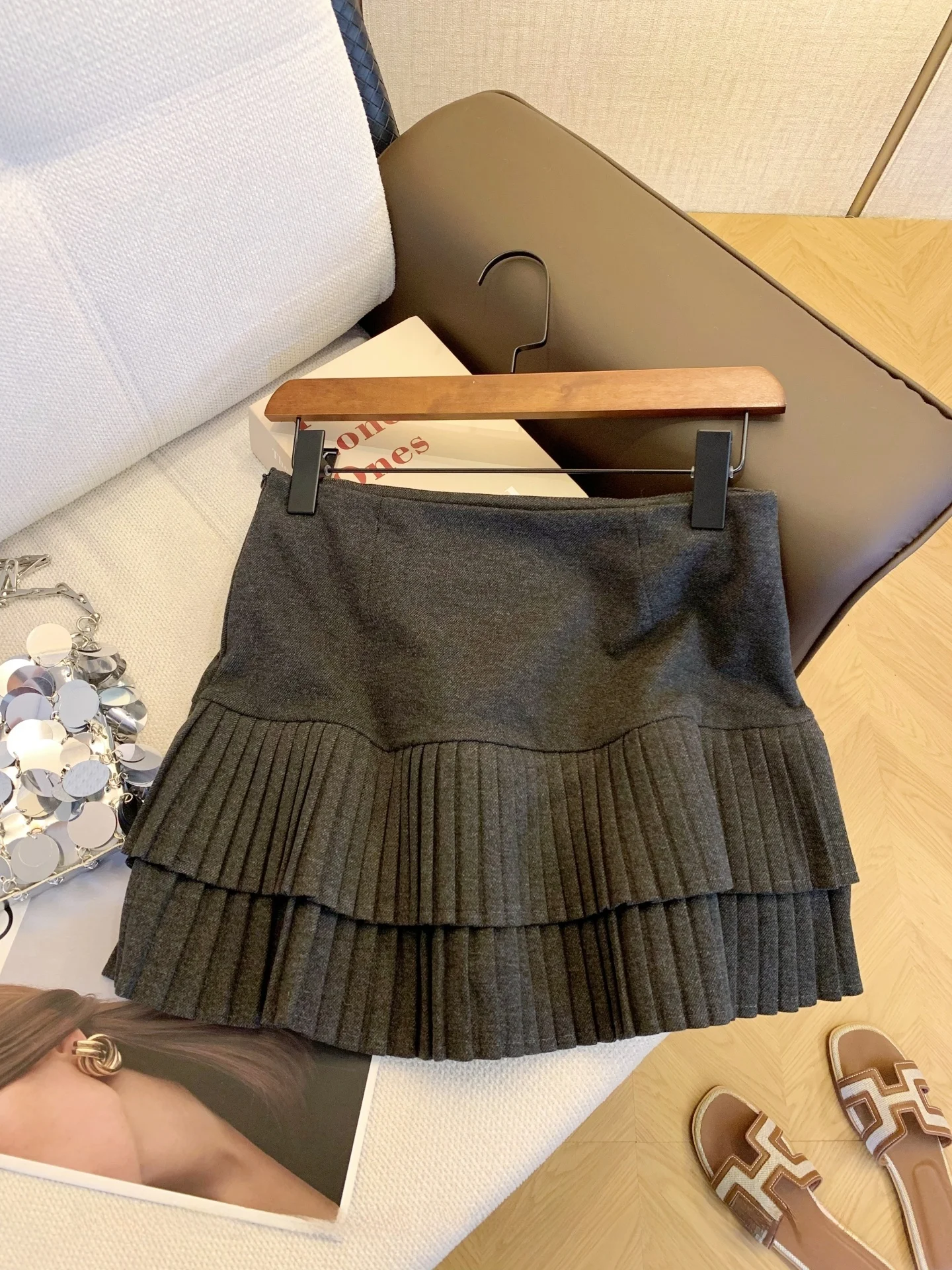 ハイウエストaラインミニスカート-厚手ウールグレープリーツスカート-女の子用-カジュアルスタイル-秋シーズン-バレエガールスカート