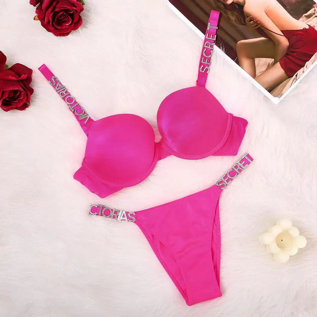 2024 NEW Sexy Lingerie Comfort Women Set Push Up BraVictoria\'s Secret Lingerie Set Female 2 Piece BrandUnderwear Vetement Femme